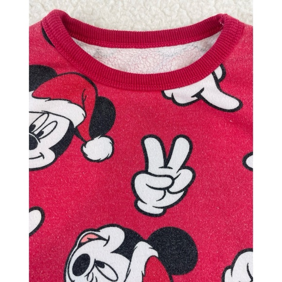 DISNEY • Red/White Mickey Mouse Christmas Holiday Crewneck Sweatshirt - Picture 5 of 10